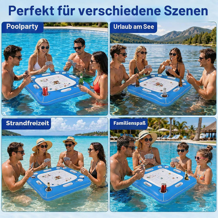 Schwimmender Spieltisch, Schwimmender Kartentisch für Pool, Aufblasbarer Kartentisch Wasser, Aufblas