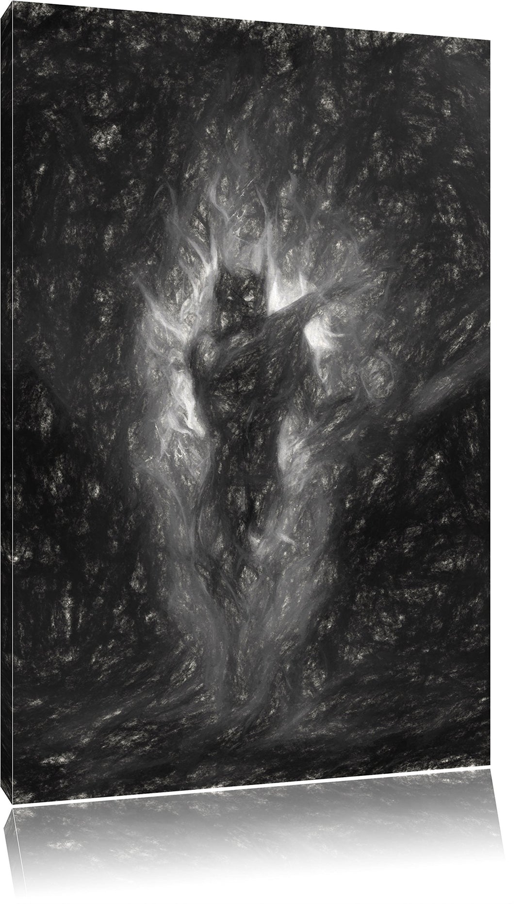 Pixxprint Verdunkelter Dämon des Feuers / 100x70cm Leinwandbild bespannt auf Holzrahmen/Wandbild Kun