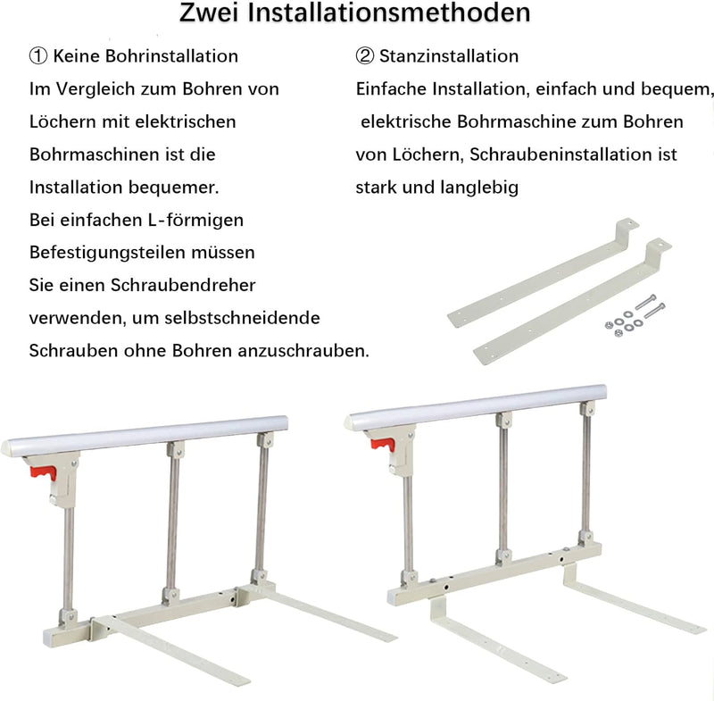 DYOUen Faltbare Bettschiene für Ltere Menschen, Sicherheitsgriff, Krankenhaus Metallgriff Stossfänge