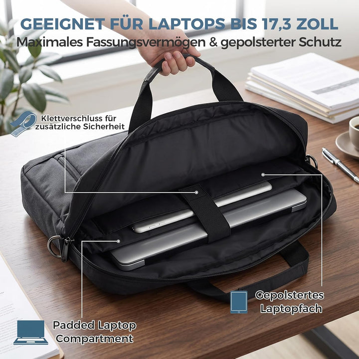 BERTASCHE Laptoptasche 17 Zoll - 17,3 Zoll Notebooktasche für Herren Damen, Computertasche für Reise