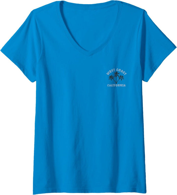 Damen California West Coast Front Back T-Shirt mit V-Ausschnitt