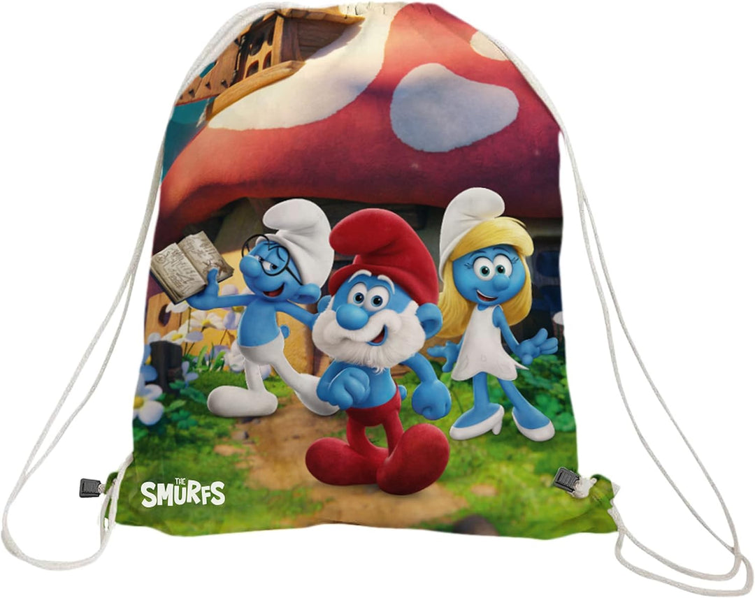 Nerthus FIH 1077 Set Rucksack + Snacktasche + Doppelwandflasche 500 ml Schlümpfe