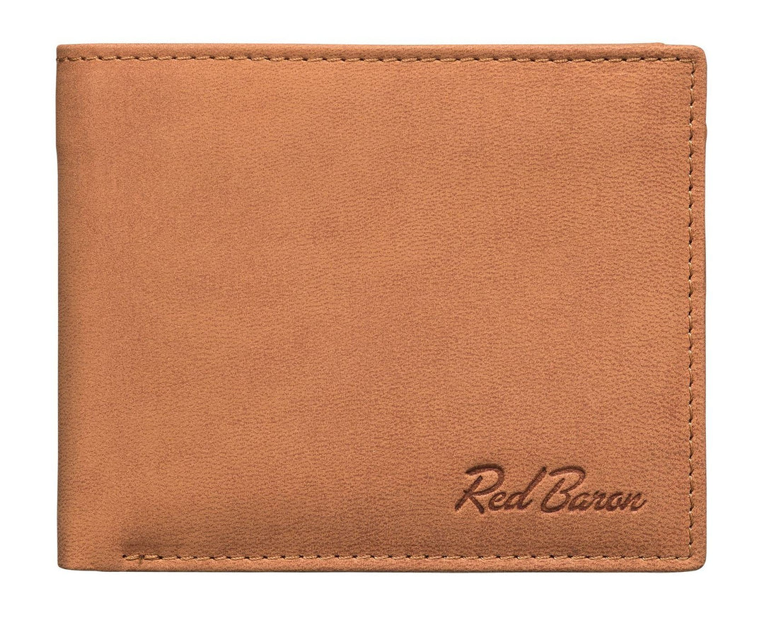 Red Baron Portemonnaie Geldbörse Herren Elegantes Design Braun - mit Fach für EIN Einkaufswagenchip
