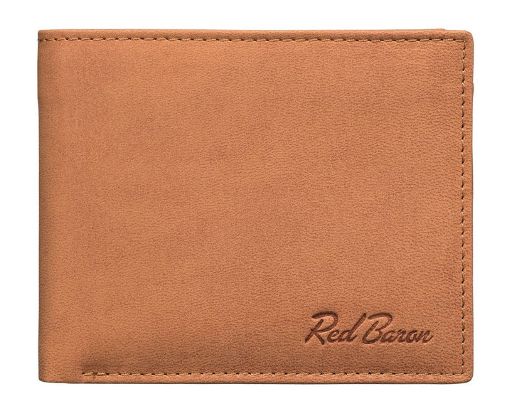 Red Baron Portemonnaie Geldbörse Herren Elegantes Design Braun - mit Fach für EIN Einkaufswagenchip