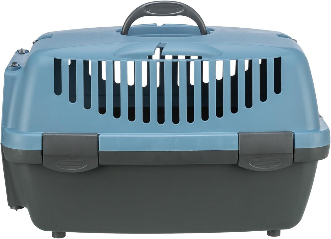 TRIXIE Transportbox Capri 1, XS: 32 × 31 × 48 cm - Tragegriff - Kunststoff - dunkelgrau/pastellblau