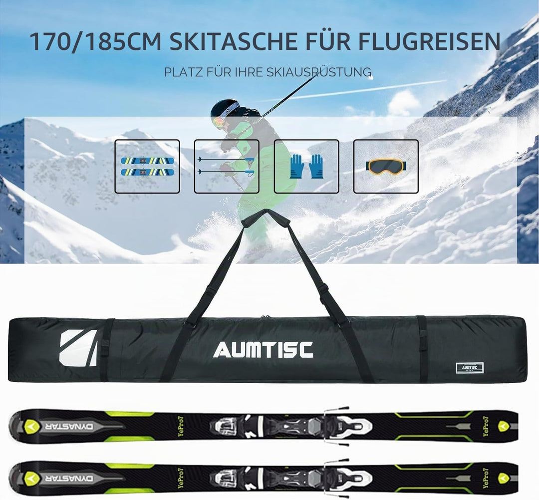 AUMTISC Skitasche Skisack Gepolstert Snowboardtasche Zum Transport Von Skiausrüstungstasche Mit vers