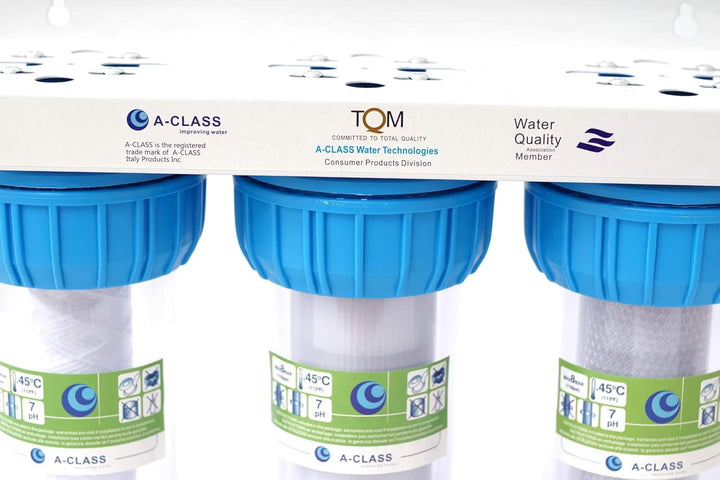 A-CLASS 10" 3-Stufen Wasserfilter System für Hauswasser Zisterne Brunnen Pumpe Hauswasserwerk 1"