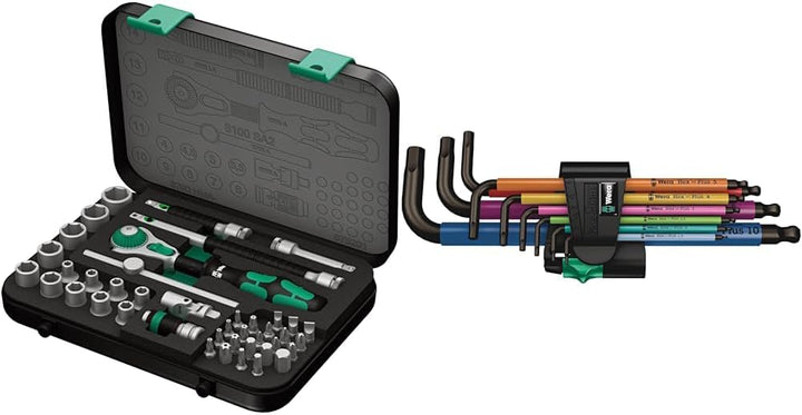 Wera 8100 SA 2 Zyklop Speed-Knarrensatz, 1/4 Zoll metrisch & 05073593001 950/9 Hex-Plus 1 SB Winkels