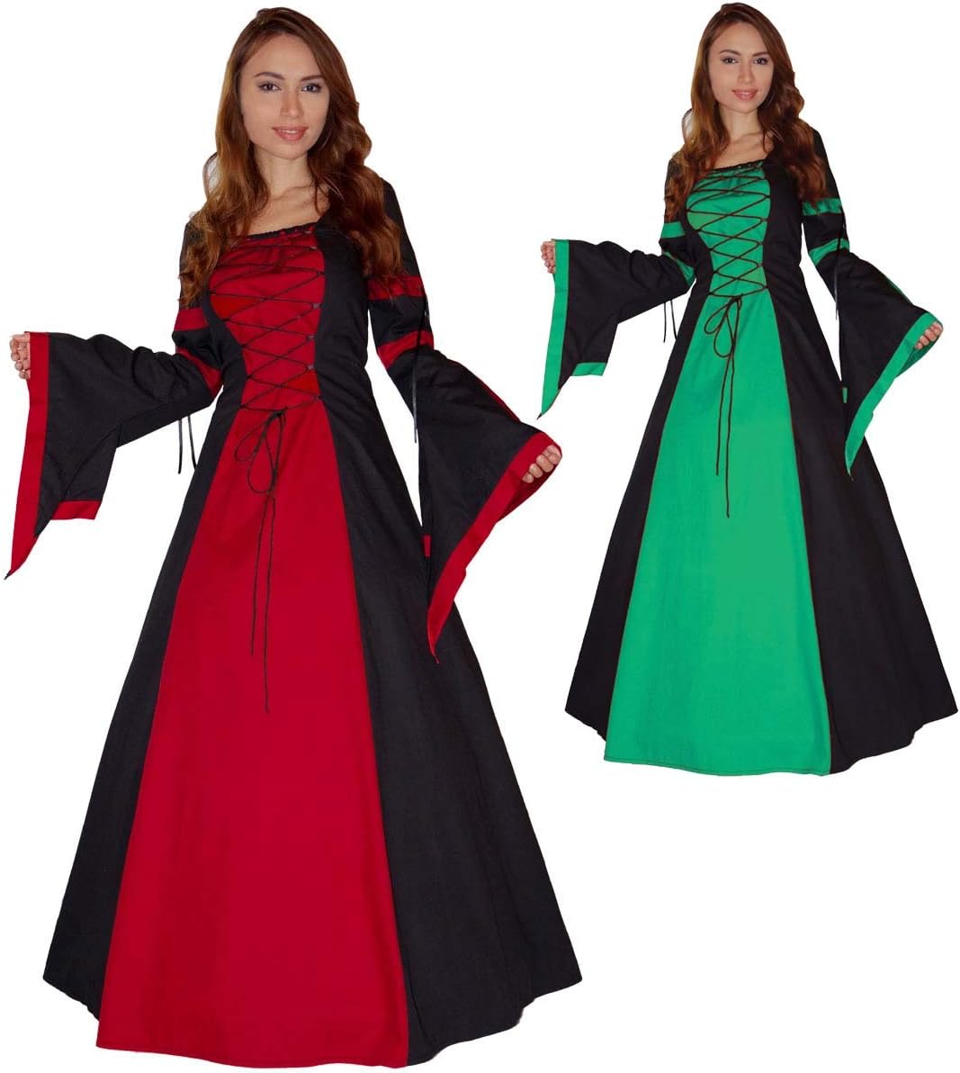 MAYLYNN Mittelalter Kleid Gewand Keyla grün- LARP, Grösse:L L Grün, L Grün
