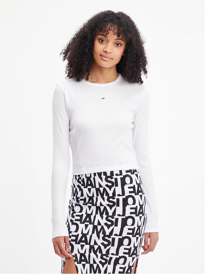 Tommy Jeans Damen Langarm Strickoberteile XS Weiss, XS Weiss