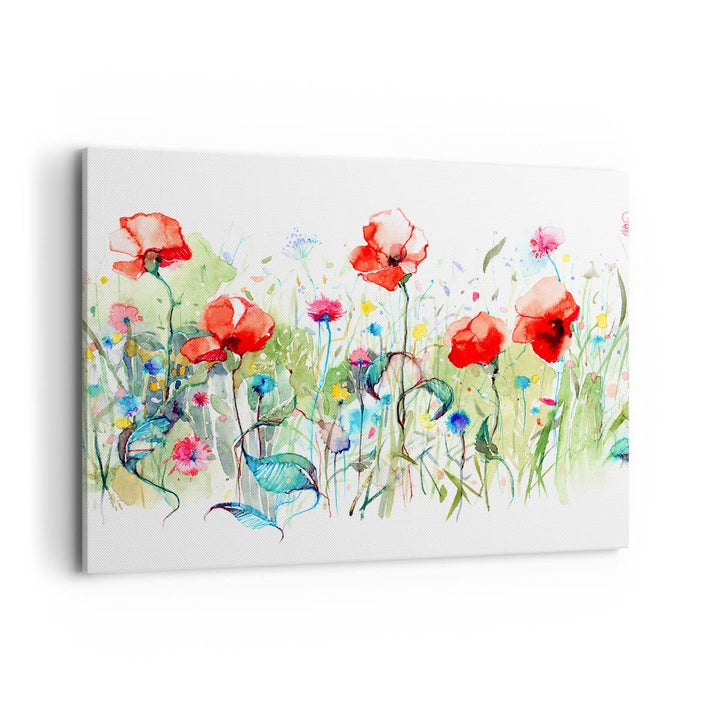 Bilder auf Leinwand 100x70cm Leinwandbild Blumen Wiese Blatt Natur Gross Wanddeko Bild Schlafzimmer
