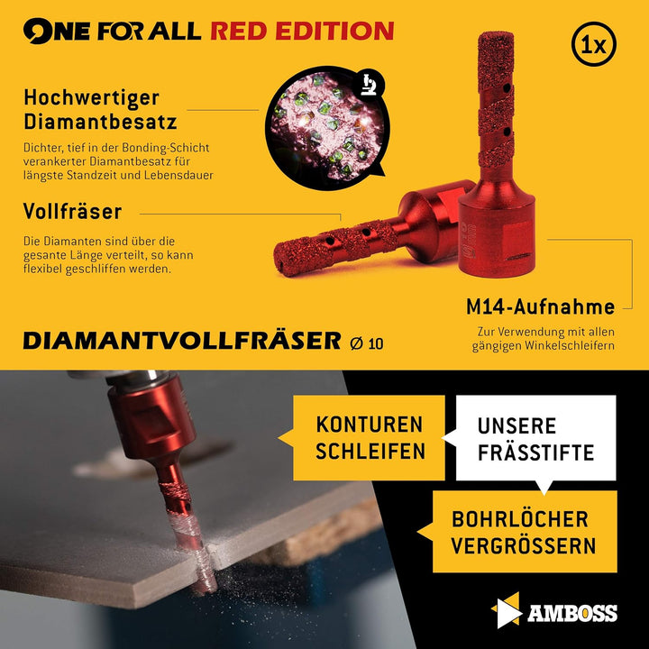 Amboss - Set Diamant-Lochsägen + Trennscheiben + Schleiftopf/One For All Set 9 / Ø 6-125 mm/perfekt