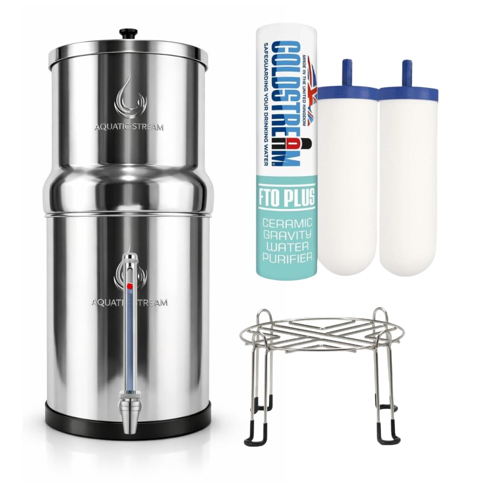 8,5L Gravity Filtration System | Coldstream FTO+ Filter + 7" Edelstahl WaterView + Ständer