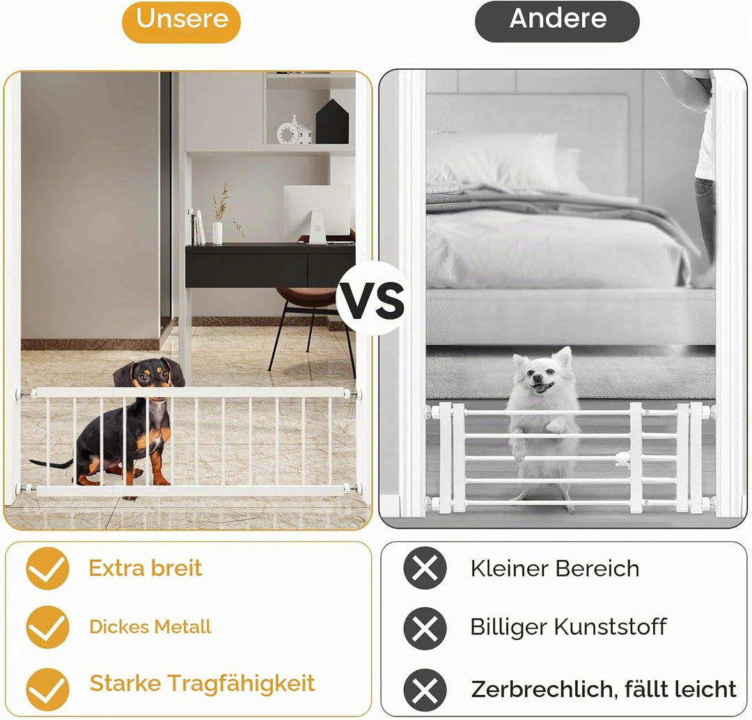 Hundegitter für den Innenbereich, 45,7 cm - 114,3 cm, verstellbar, extra breit, Metall, kurzes Hunde