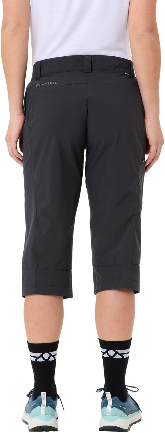 VAUDE Wanderhose Damen Farley Stretch Capri Hose III, Schwarz - 50, wasserabweisende Damen Trekkingh