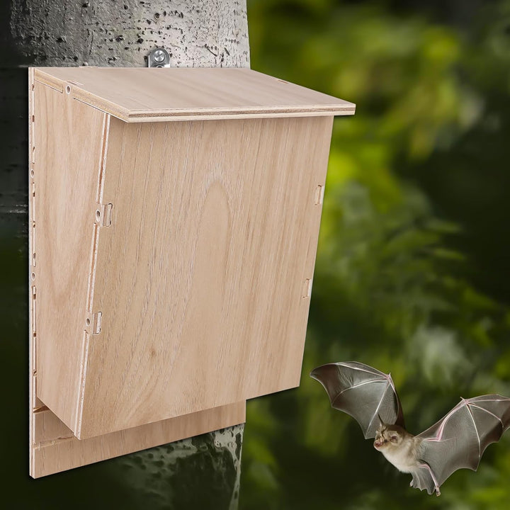 Outdoors Fledermauskasten, 24 x 8.3 x 9.9 cm Wetterfest, Grosser Unterschlupf für Fledermäuse, Holz