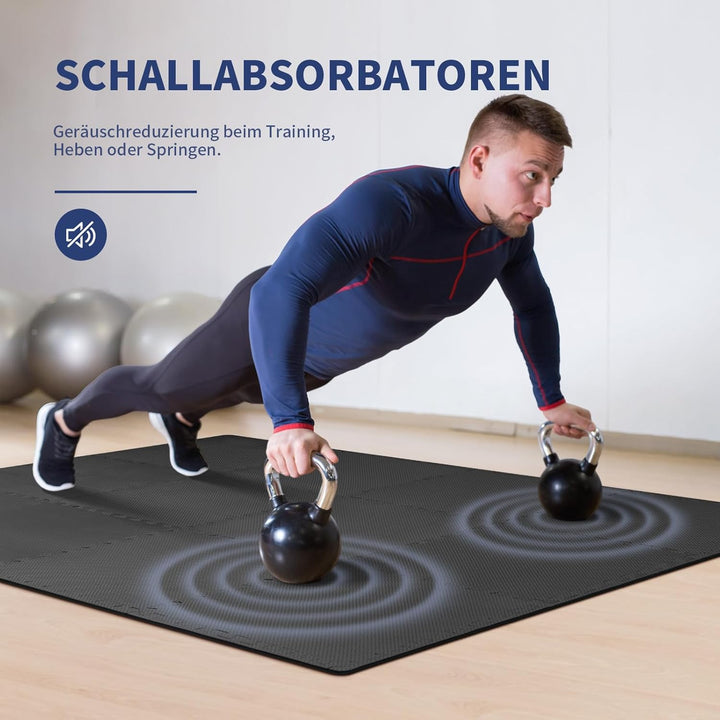 Schutzmatten Bodenschutzmatte, 50x50 cm, 12 Stück, 3m² Bodenschutzmatte Fitness Matte, Puzzle Sportg