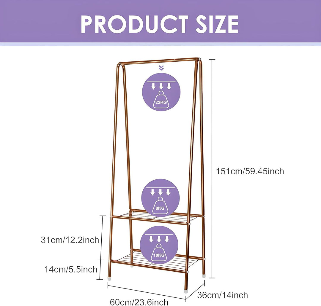 Youyijia Kleiderständer Metall Kleiderstange 60 cm x 151 cm Kleiner Garderobenständer für Schlafzimm