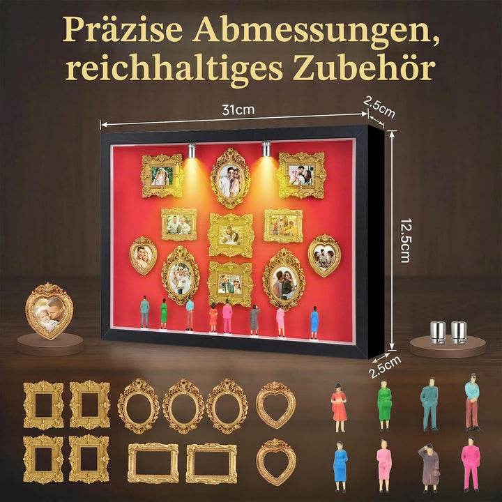 Pipihome DIY Mini Museum Bilderrahmen, Mini Figuren Menschen Museum Silhouette Box mit LED Licht &amp; G