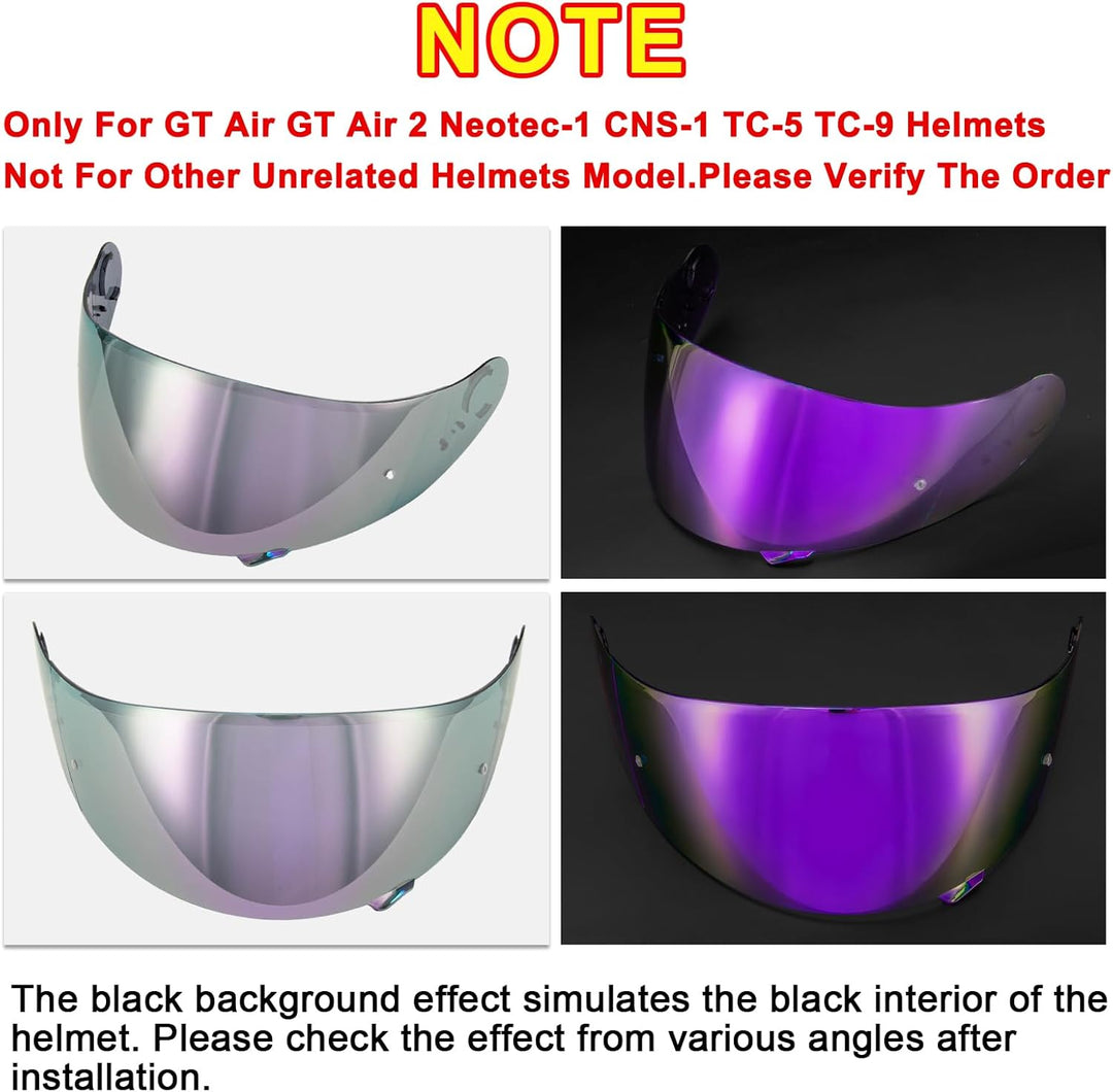PSLER Helm Visier Verspiegelt für Shoei GT Air GT Air 2 TC-5 TC-9 Neotec CNS-1,Helmvisier Getöntes V