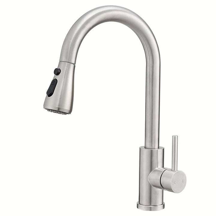 Wasserhahn Küche, Edelstahl, Hochdruck Küchenarmatur mit Herausziehbarer Brause Ausziehbar Armatur,