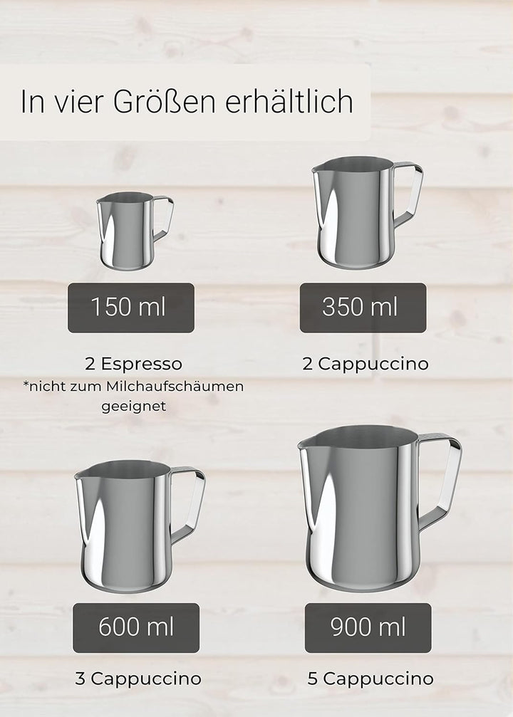 Lambda Coffee Barista Milchkännchen Edelstahl 600ml I Classic Classic (Hochglanz) 600ml, Classic (Ho