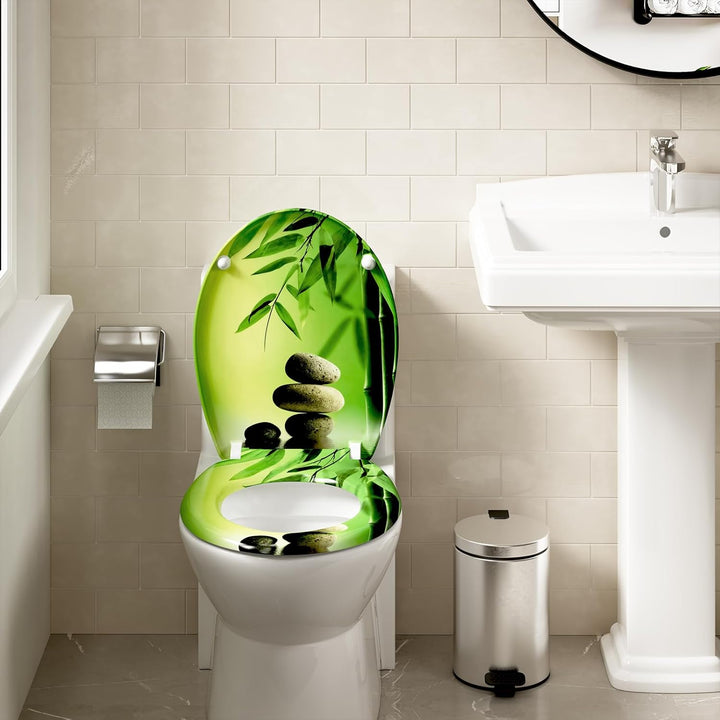 WOLTU WC Sitz mit Absenkautomatik,Toilettensitz Motiv, Toilettendeckel aus Duroplast, Stable Klodeck