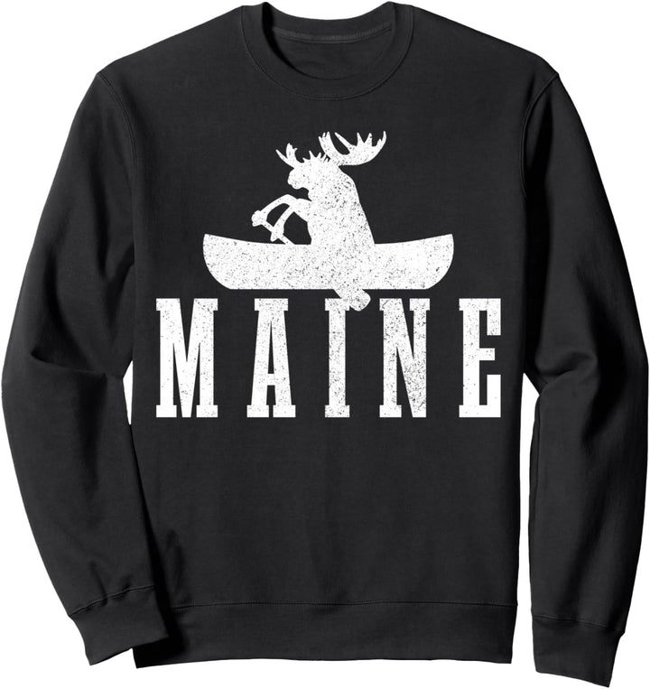 Maine Kanu Kayak Elch Lustig USA Amerika Souvenir Sweatshirt