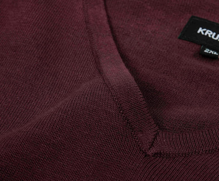 Krumba Herren Baumwolle Übergross V-Ausschnitt Klassik Pullover XXL Burgundy, XXL Burgundy