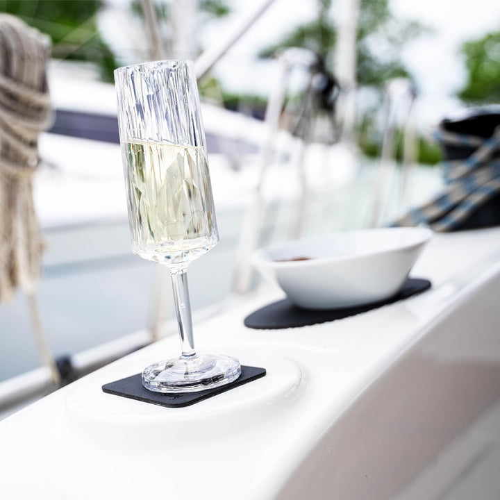 silwy® HIGH-TECH-Kunststoff-Magnet-Gläser inkl. Metall-Nano-Gel-Pads – rutschfeste Campinggläser, Bo