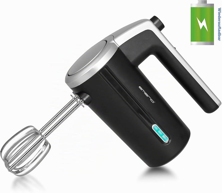 EMERIO kabelloser Akku Handmixer / -rührer - 2 Rührstäbe - 3 Geschwindigkeiten - 2000mAh/7,4V - BPA