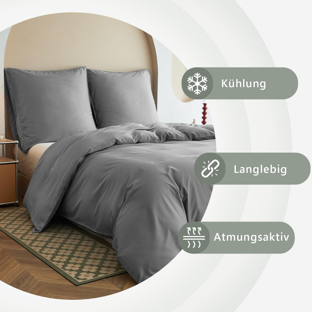 Simple&amp;Opulence Bambus Bettbezug Set, Seidiger und weicher Bettbezug Kühle Bettwäsche Perfekt für Ha
