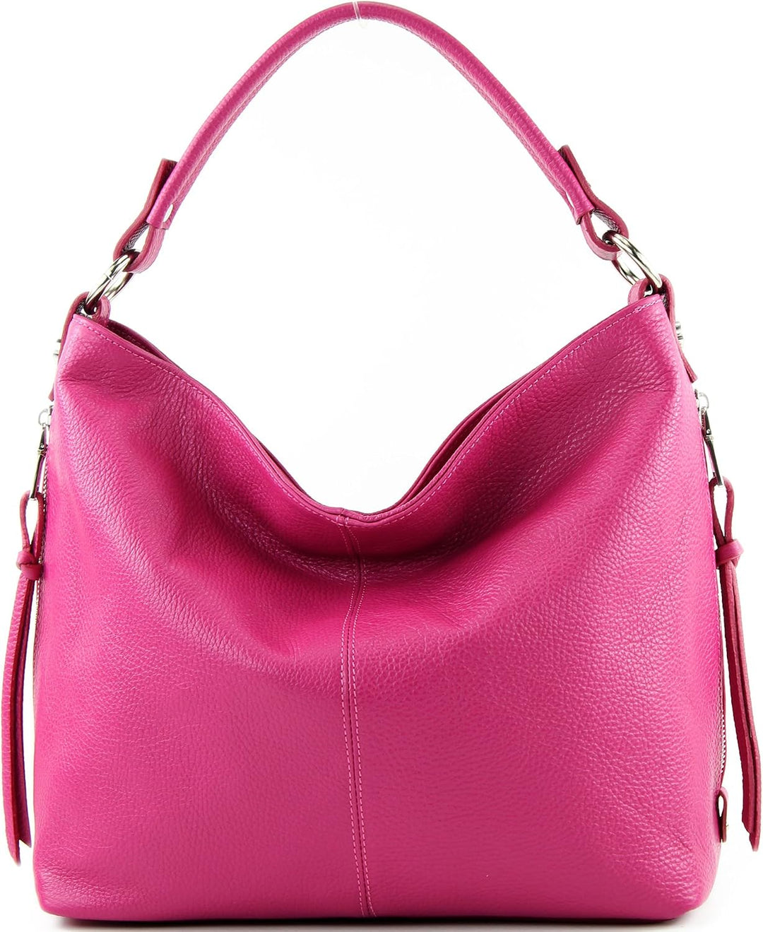 modamoda de T160 Damen Leder Schultertasche Gross, handmade in Italy Rosa, Rosa