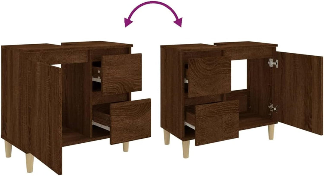 Tidyard Waschbeckenunterschrank, Unterschrank, Waschtischunterschrank, Badezimmerschrank mit 2 Schub
