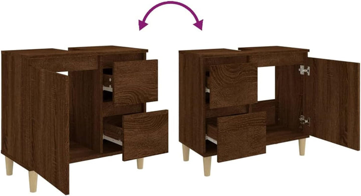 Tidyard Waschbeckenunterschrank, Unterschrank, Waschtischunterschrank, Badezimmerschrank mit 2 Schub