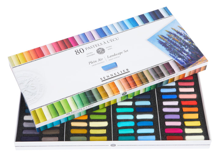 Savoir-Faire Sennelier Soft Pastellkreide, halbes Stick-Set, 80 Stück Halbe Stäbchen Landschaftsfarb