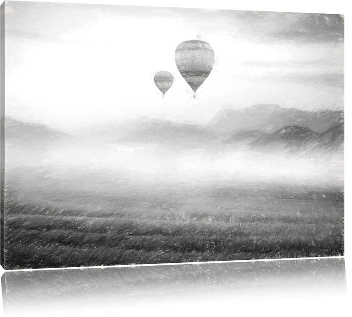 Pixxprint Heissluftballon Landschaft als Leinwandbild/Grösse: 100x70 / Wandbild/Kunstdruck/fertig be