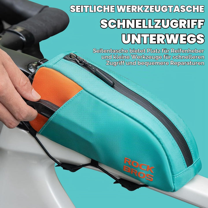ROCKBROS Fahrrad Rahmentasche Oberrohrtasche, Schmale Fahrradtasche aus Polyester, Schnellmontage mi