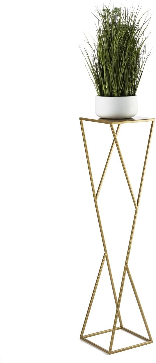 HowHomely Blumenständer Metall 100 x 24 cm - Solider und Minimalistischer Blumenhocker - Gold Pflanz