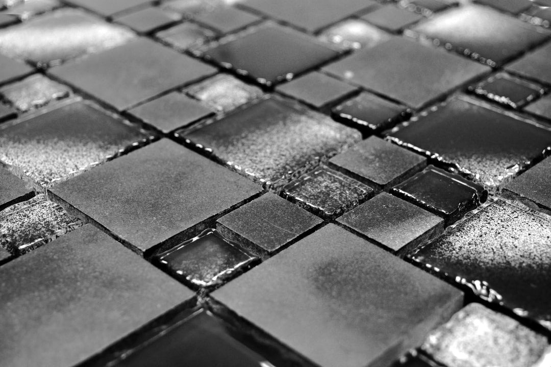 Mosaik Fliese schwarz Kombination Glasmosaik schwarz für WAND BAD WC KÜCHE FLIESENSPIEGEL THEKENVERK