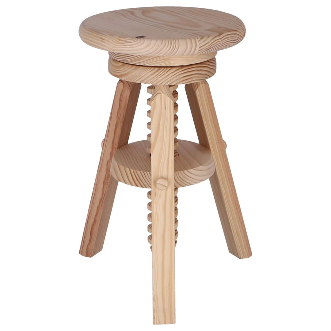 WELL HOME MOBILIARIO & DECORACIÓN Runder Drehhocker aus Holz, lackfrei, 29 x 29 x 64 cm