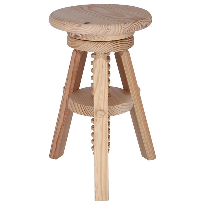 WELL HOME MOBILIARIO & DECORACIÓN Runder Drehhocker aus Holz, lackfrei, 29 x 29 x 64 cm