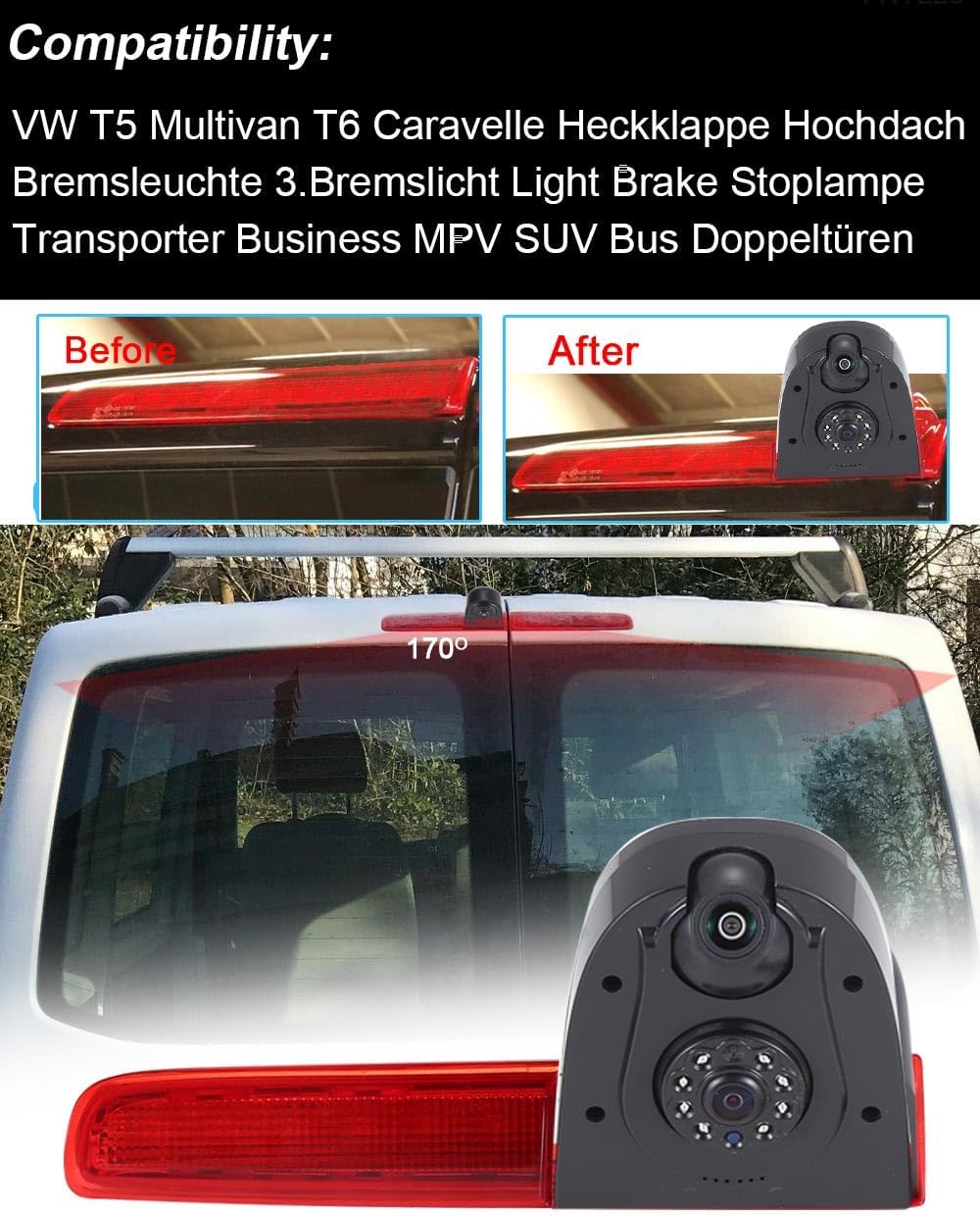 Auto Third Bremsleuchte Brake Light doppel Linsen Dual Doppel Rückfahrkamera Replacement for VW Mult
