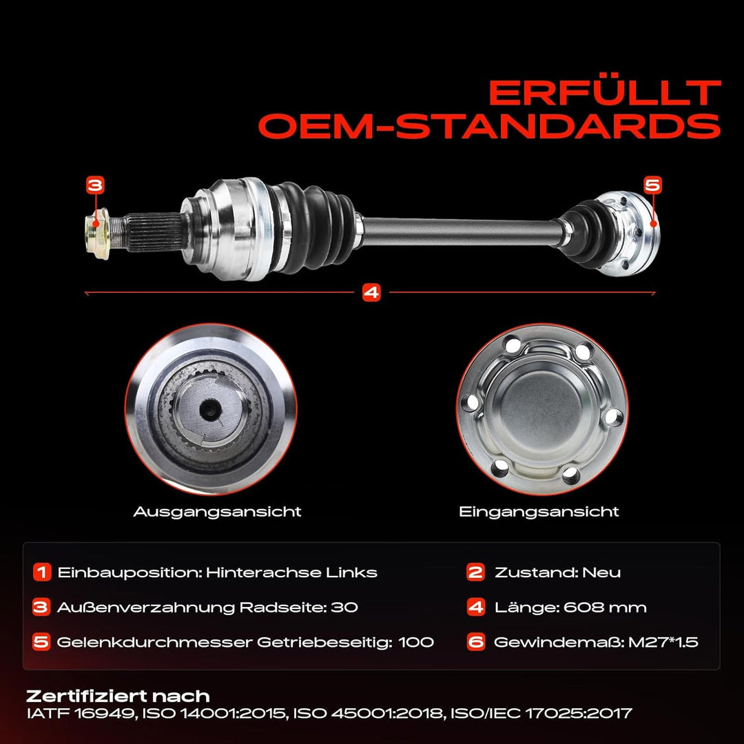 Antriebswelle Hinterachse Links für 1er E81 130 135 3er E90 E92 E93 3er Touring E91 325 330 335 2004