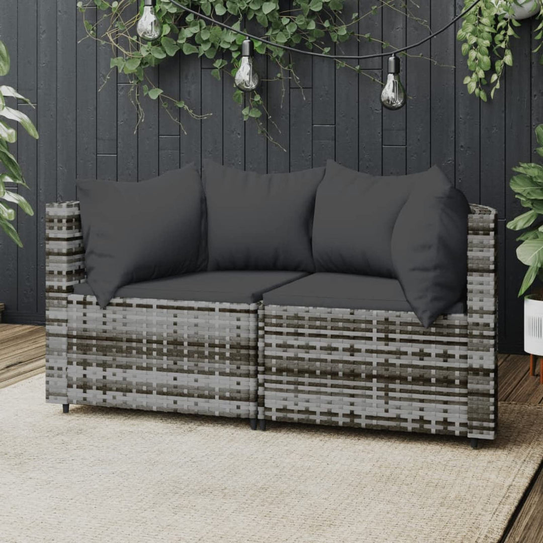 Tidyard 2 STK. Garten Ecksofa mit Kissen Gartensofa 2-Sitzer Sofa Couch Gartenmöbel Rattanmöbel für