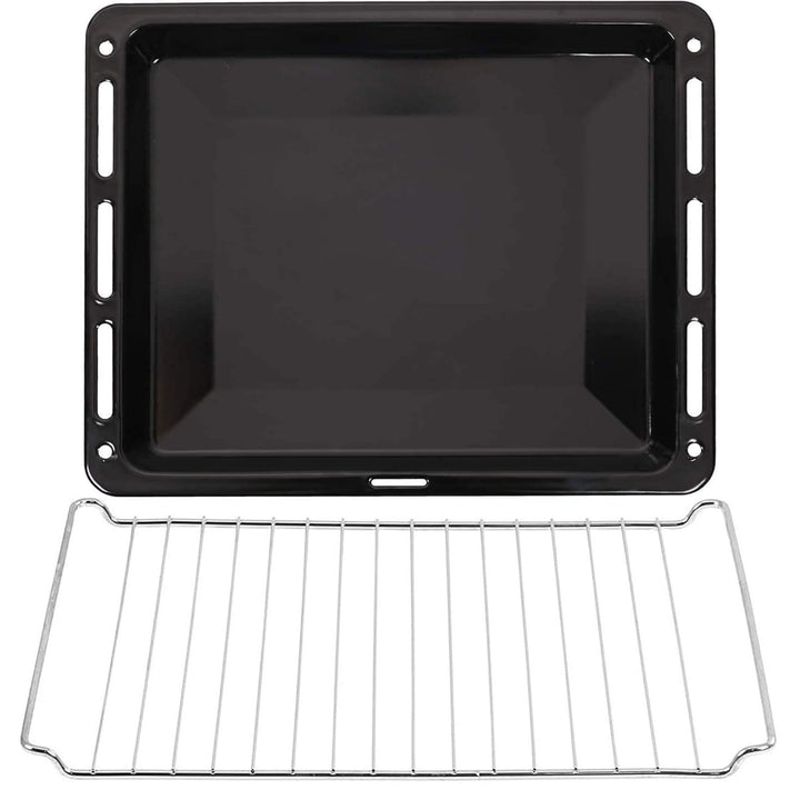 ICQN Backbleche & Gitter 460 x 370 x 30 mm Set, Emailliert, Fettpfanne, Verchromt, Backofenrost, Bac