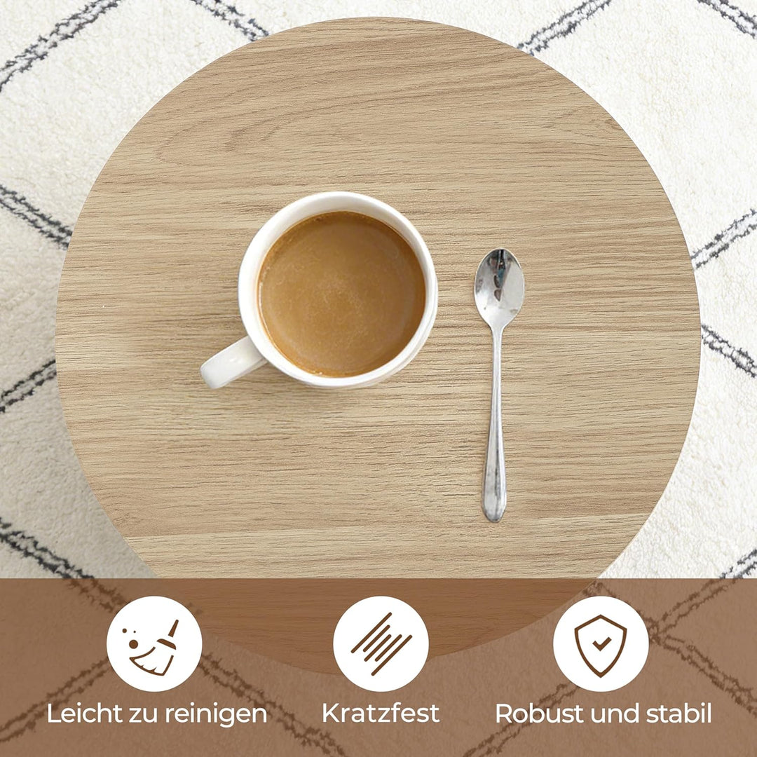 Hometopia Beistelltisch Holz, Kleiner Runder Tisch für Wohnzimmer, Nachttisch für kleine Räume, Mode