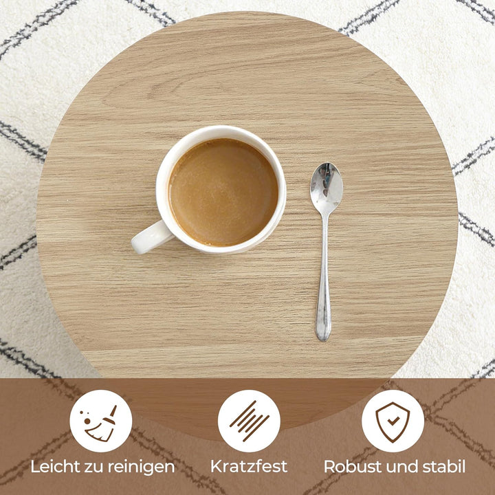 Hometopia Beistelltisch Holz, Kleiner Runder Tisch für Wohnzimmer, Nachttisch für kleine Räume, Mode