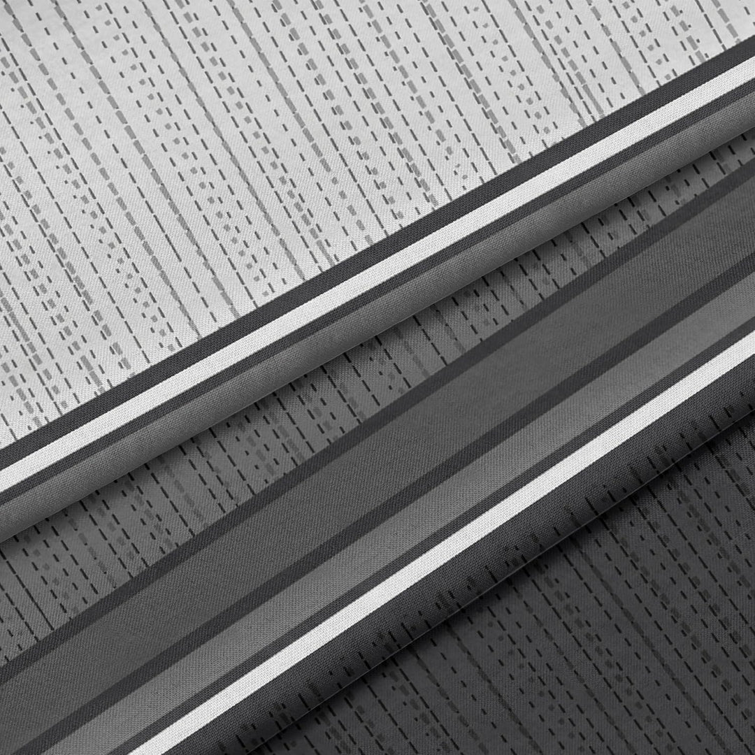 LARAWELL Bettwäsche 135x200 Baumwolle Ganzjahres Bettwäsche-Sets grau schwarz gestreift Premium Grau