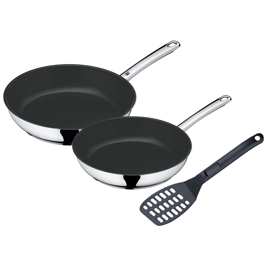 WMF Devil Pfannenset 3-teilig, Bratpfanne Induktion 24, 28 cm, mit Pfannenwender, Cromargan Edelstah